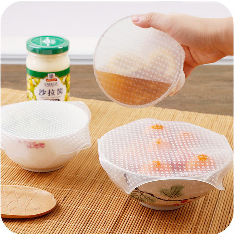 Food Reusable Silicone Stretch Cling Film Saran Wrap Kitchen Microwave