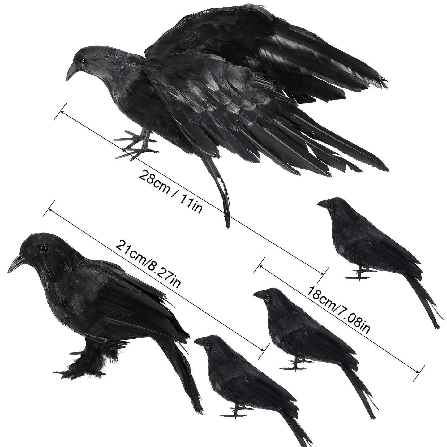 Halloween Simulation Handmade Black Feather Crow Decoration