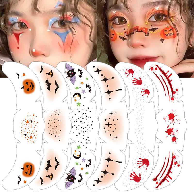Halloween Waterproof European and American Freckle Face Tattoo Sticker ( 52*150MM)