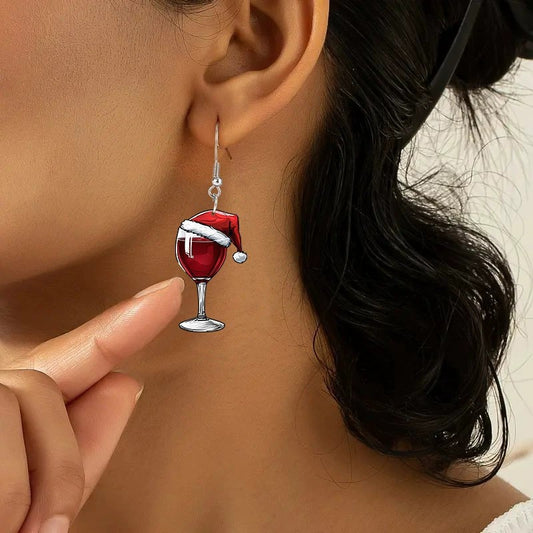 Festive Red Acrylic Wine Glass Charm