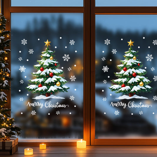 Frosted Green Snowflake Window Cling Décor (45*60cm)