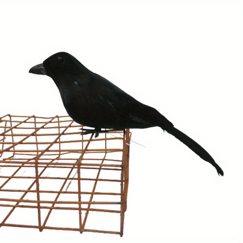 Halloween Simulation Handmade Black Feather Crow Decoration