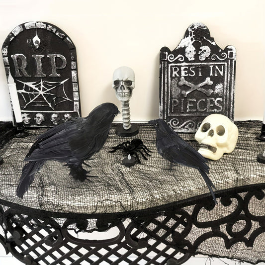 Halloween Simulation Handmade Black Feather Crow Decoration